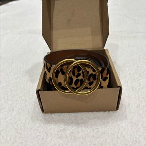 Leopard Print Belt with Gold Rings